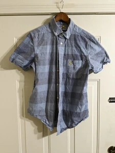 FIVE FOUR MARK MCNAIRY GRAY AND BLUE BUTTON DOWN SHORT SLEEVE SHIRT Men's Med.  - Picture 1 of 8