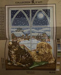 Printed needlepoint Tapestry Friends In A Window Canvas Only 40x50cm - Picture 1 of 1