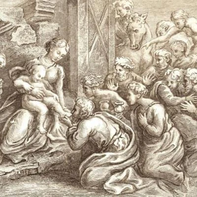 RAPHAEL ETCHING MAGI ADORATION JC 1866 RENAISSANCE 老大师艺术印刷品 — 第 1/3 张图片