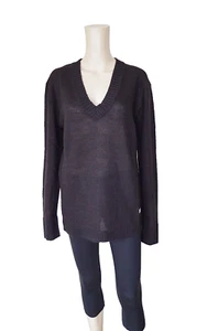 TRUSSARDI sz XXL KNITTED SWEATER JUMPER V-NECK UNISEX MENS WOMENS MOHAIR THIN - Picture 1 of 6