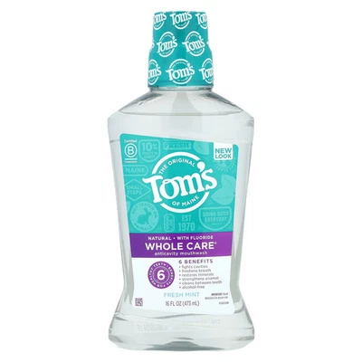 Whole Care®, enjuague bucal anticavidad, menta fresca, 16 fl oz (473 ml) Foto 1 de 3