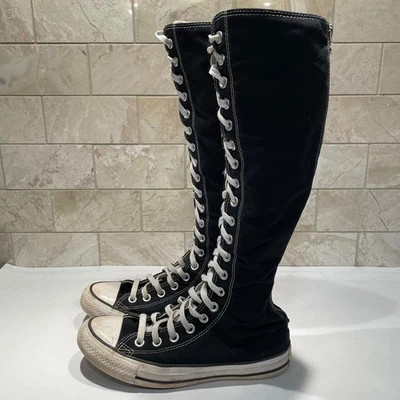 Converse Chuck Taylor All Star Knee High Zipper Boots Black Womens Size 7 Flaw - Image 1 of 4