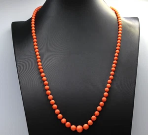 Collana con corallo mediterraneo chiusura in argento 800 vintage '60 Italia - Foto 1 di 5