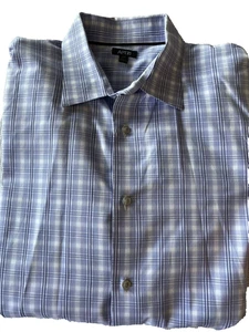 APT 9 Men's Purple White Plaid Cotton Long Sleeve Collared Dress Shirt (XXL) - Picture 1 of 4