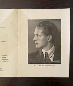 MASSIMO AMFITHEATROF - Cello Recital Program 29/03/1940 Brahms, Respighi Haydn - Picture 1 of 2