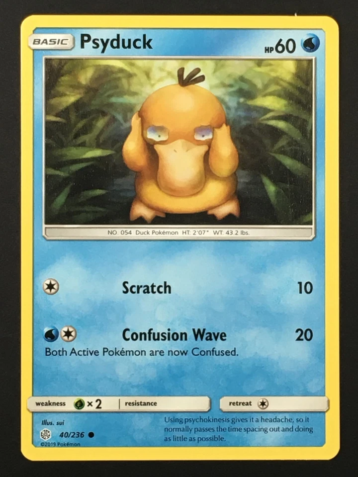 Pokemon TCG Psyduck 40/236 SM Cosmic Eclipse Regular Rare LP - Image 1 of 3
