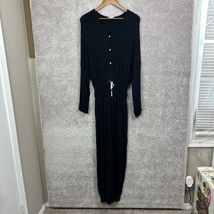 Free People Jumpsuit Intimate Wide Leg Oversize Kordelzug Taille Schwarz Gr. M - Bild 1 von 9