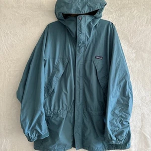 Vtg Patagonia Storm Jacket Style: 83602 Rain Mens XL Teal Blue Hooded Hiking - Picture 1 of 14
