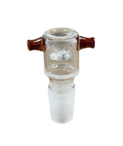 18mm Clear Male Glass Bowl piece built in ashcatcher brown thumb nubs - Picture 1 of 4
