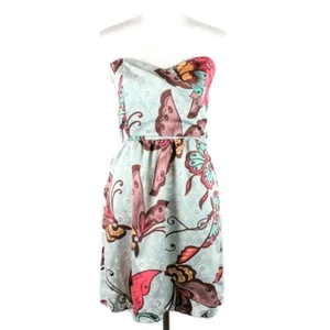 Judith March Strapless Blue Dress - Size Small Butterfly Print - Picture 1 of 9