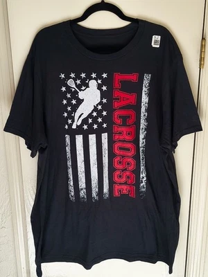 NUEVO CON ETIQUETAS 2XLT Camiseta LACROSSE Negra Manga Corta 100% Algodón Foto 1 de 3