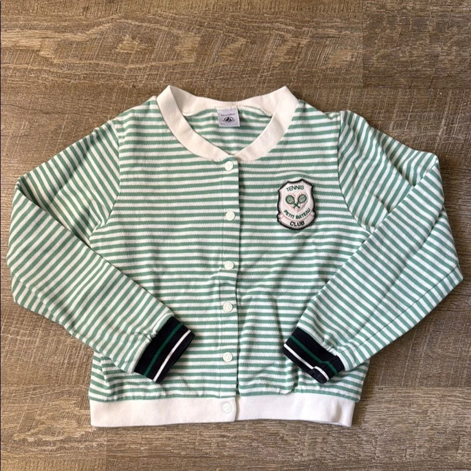Cárdigan Club Tenis Petit Bateu Verde Rayas Talla 8 Años Foto 1 de 4