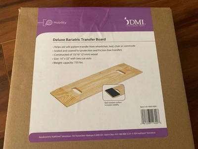 Wood Transfer Board 32" x 10" x 1"  for Safe Patient Transfers 735 lbs Capacity - Image 1 of 3