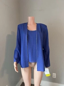 R&M Richard’s Set Sparkle Peri Blue Formal coat And Sleeveless Top Sz 14 NWT - Picture 1 of 15