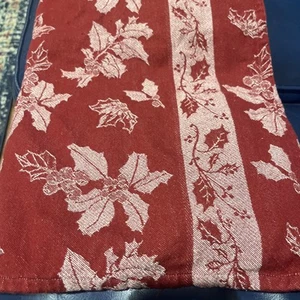 Weihnachtstischdecke 52" Quadratisch Rot Stechpalme 100% Baumwolle - Bild 1 von 8