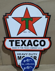 Texaco Motor Oil Porcelain Enamel Sign 24x 16 Inches 2 Sided - Picture 1 of 7