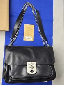 Patricia Nash Black Leather ESBLY Shoulder Bag Chain Straps With Dustbag & Tags - Picture 1 of 10