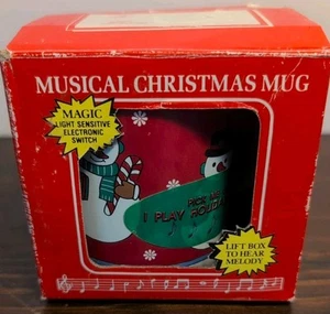 Telco Christmas Musical Mugs Seasonal Greetings Coffee 14oz Plays Jingle Bells - Picture 1 of 8
