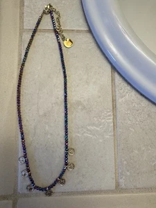 BB Lila Mystic Gold Münze verstellbare Länge Halskette Kette - Bild 1 von 5