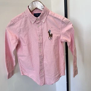 Ralph Lauren Polo Pink Long Sleeve Button Down Big Pony Shirt Boys Sz 7 - Picture 1 of 5