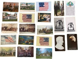 Collezione di 20 cartoline d'epoca ft. bandiera americana, presidenti degli Stati Uniti, patriottico - Foto 1 di 2