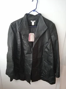 Brand New Silhouette Black Leather Jacket 1x/ Blazer Style No Buttons Or Zipper. - Picture 1 of 3