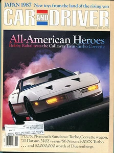 Car and Driver Magazine November 1986 Bobby Rahal Corvette EX 122915jhe - Imagen 1 de 1