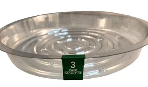 10" Clear Round Plastic Plant Saucer Drip Tray 3-Pack For Indoor & Outdoor Use - Picture 1 of 3
