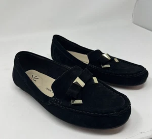 Isaac Mizrahi LIVE IMALIA Loafers 6.5W Black Suede Moccasins Flats Driving Shoes - Picture 1 of 9