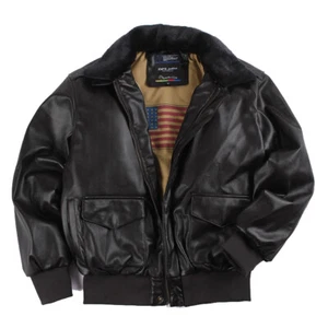 Men's Pu Leather Jacket Bomber Flight US Air Force Military A2 Winter Pilot Coat - Bild 1 von 26