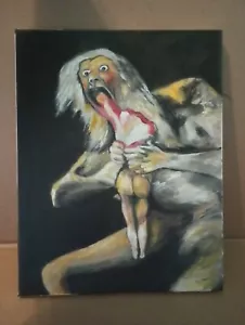 14x11 Francisco Goya Creepy Scary Tribute Ölgemälde! - Bild 1 von 3