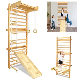 Sprossenwand Kletterwand Turnwand Klettergerüst Holz Turngeräte Kinder indoor ./ - Bild 1 von 12