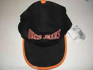 Guess Jeans Logotipo Béisbol Gorra Sombrero NUEVO CON ETIQUETAS UNISEX Talla Única Negro Naranja - Imagen 1 de 4