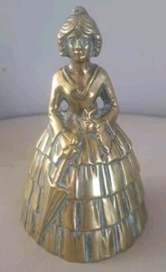 Vintage Brass Crinoline Lady Bell 12cm Tall. Clanger Missing. - Picture 1 of 6