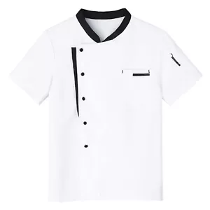Mens Chef Jacket Coat Uniform Short Sleeve Cooker Kitchen Restaurant Work Tops - Picture 1 of 137