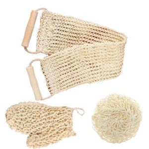 3PCS Body Scrubber Exfoliating Loofah Back Scrubber Strap Gloves For Bath Shower - Picture 1 of 11