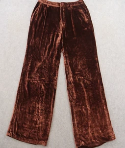 Reformation Pants Womens 10 Brown Velour Wide Leg Flare High Waist Relaxed - Picture 1 of 14