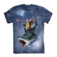 The Mountain Dubya Riding A Shark Men's Licensed T-Shirt
