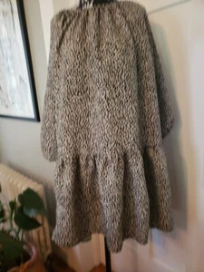 H&M XL Women's Tiny Floral Black & White Balloon Sleeved Ruffle hem Flowy Dress - Picture 1 of 7