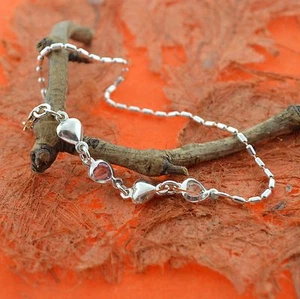 Herz CZ Fußkettchen - Sterlingsilber - Fuß, Strand, Sommer, Fußkettchen, süß, Mädchenschmuck - Bild 1 von 9