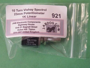 10 Turn Vishay Spectrol Potentiometer 1K Panel Mount Fine Adjust 22g 921 - Bild 1 von 4