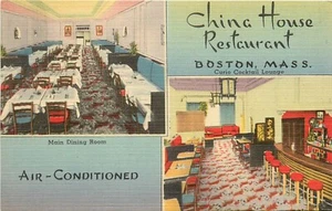 Postal de lino China House restaurante chino, comedor Boston MA, cócteles - Imagen 1 de 2