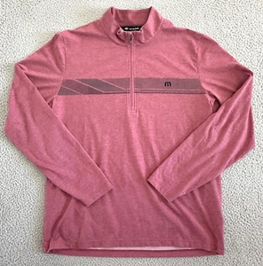 Travis Mathew 1/4 Zip Sweater Pullover Mens Large Pink Golf Preppy - Picture 1 of 19