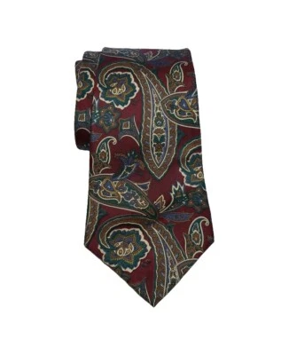 Vintage OAKTON Ltd. Men's Silk Tie Paisley RED Made In USA - Image 1 of 4