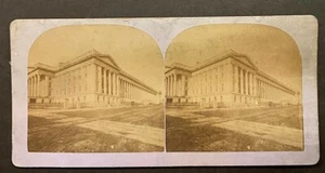 Stereoview curved lilac Mount- Washington DC Treasury Building by Bell Brothers - Picture 1 of 2