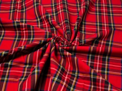 Vestido de algodón popelina tartán tela roja - por metro Foto 1 de 1