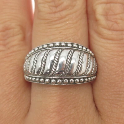 JUDUTH RIPKA 925 Sterling Silver Twisted Rope Beads Ring Size 9.25 - Image 1 of 4