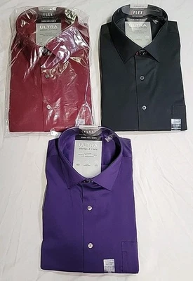 Lot of 3 NEW Van Heusen Flex Collar Men's Dress Shirts 18-18 1/2 34/35 Free Ship - Image 1 of 4