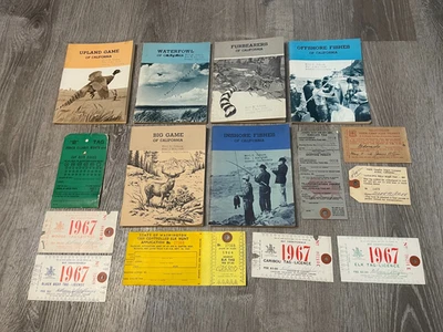 LOTE VINTAGE AÑOS 60 CAZA PESCA LICENCIA REGULACIÓN CANADÁ CALIFORNIA MOOSE Foto 1 de 4