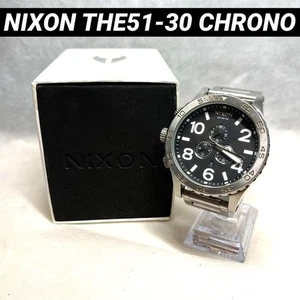 Reloj para hombre Nixon 51-30 cuarzo esfera negra plata cronógrafo acero inoxidable 257348G - Imagen 1 de 20